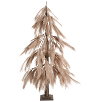 Albero di Natale artificiale con luci LED 123 cm per esterni e interni Beige stile moderno