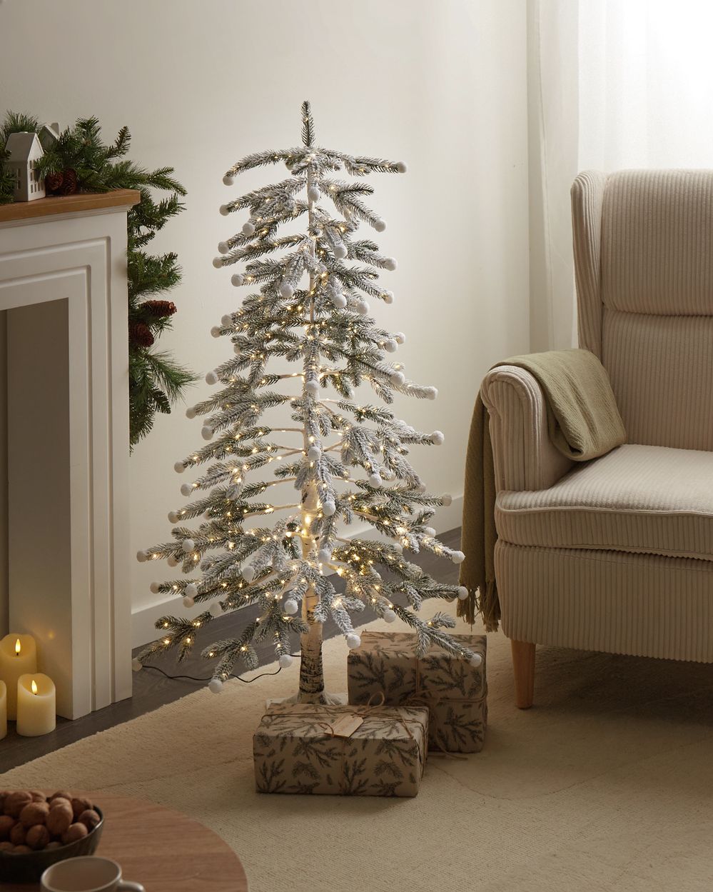 Albero di Natale artificiale con luci LED 125 cm per esterni e interni stile moderno