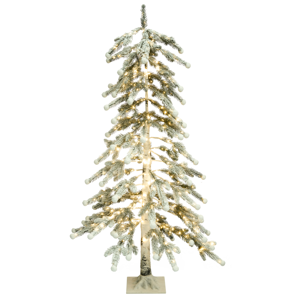 Albero di Natale artificiale con luci LED 125 cm per esterni e interni stile moderno