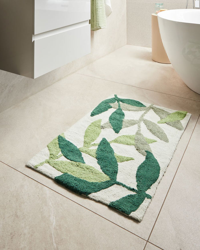 Tappetino da bagno verde in cotone 60 x 90 cm Forma rettangolare Motivo decorativo Tappeto da bagno Accessori da bagno Design moderno