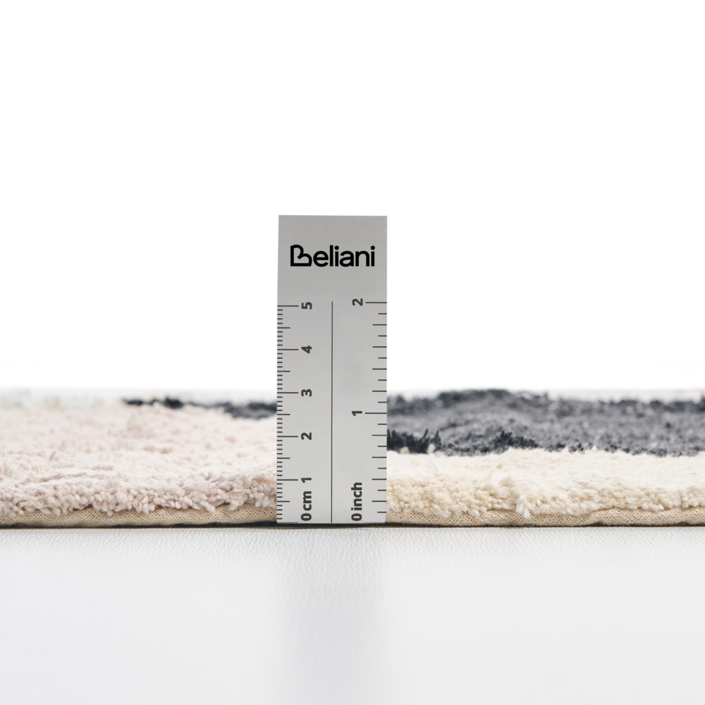 Tappetino da bagno moderno in cotone rettangolare 60 x 90 cm Motivo geometrico Accessori da bagno Beige