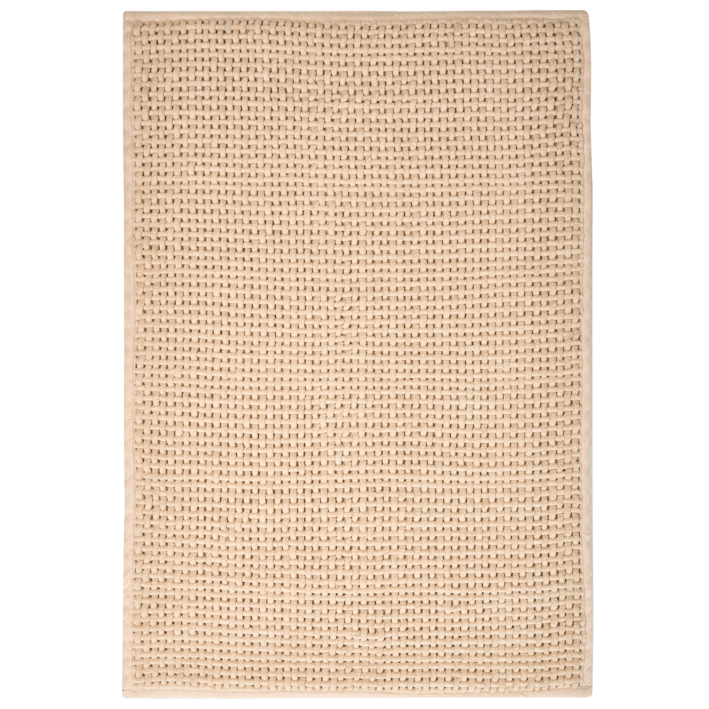 Tappetino da bagno moderno in cotone rettangolare 60 x 90 cm Motivo geometrico Accessori da bagno Beige