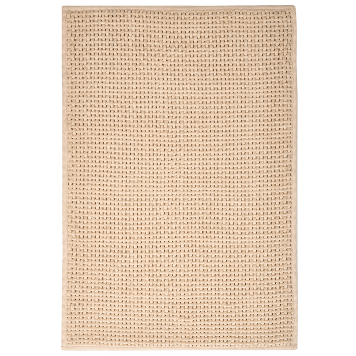 Tappetino da bagno moderno in cotone rettangolare 60 x 90 cm Motivo geometrico Accessori da bagno Beige
