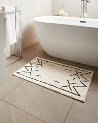 Tappetino da bagno in cotone rettangolare 60 x 90 cm Motivo geometrico Accessori da bagno Beige chiaro