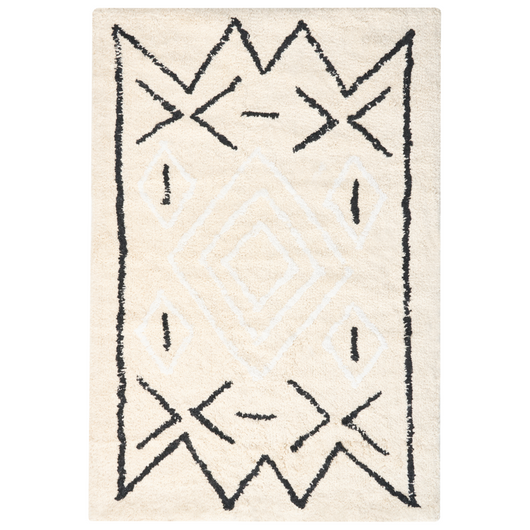 Tappetino da bagno in cotone rettangolare 60 x 90 cm Motivo geometrico Accessori da bagno Beige chiaro