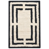 Tappetino da bagno moderno in cotone rettangolare 60 x 90 cm Motivo geometrico Accessori da bagno Beige e nero