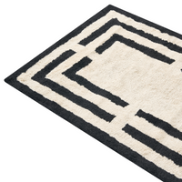 Tappetino da bagno moderno in cotone rettangolare 60 x 90 cm Motivo geometrico Accessori da bagno Beige e nero