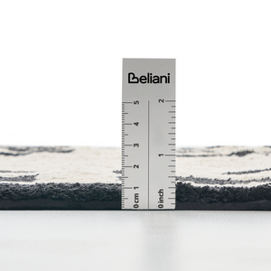 Tappetino da bagno moderno in cotone rettangolare 60 x 90 cm Motivo geometrico Accessori da bagno Beige e nero