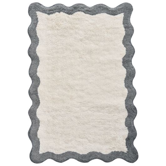 Tappeto da bagno in cotone rettangolare 60 x 90 cm beige e grigio Motivo decorativo da bagno Design moderno