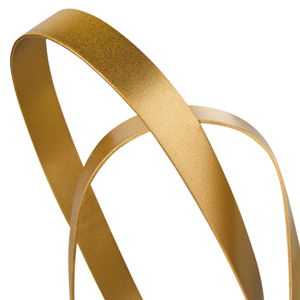 Statuetta decorativa in ferro dorato con base in marmo bianco, stile moderno, accessorio artigianale