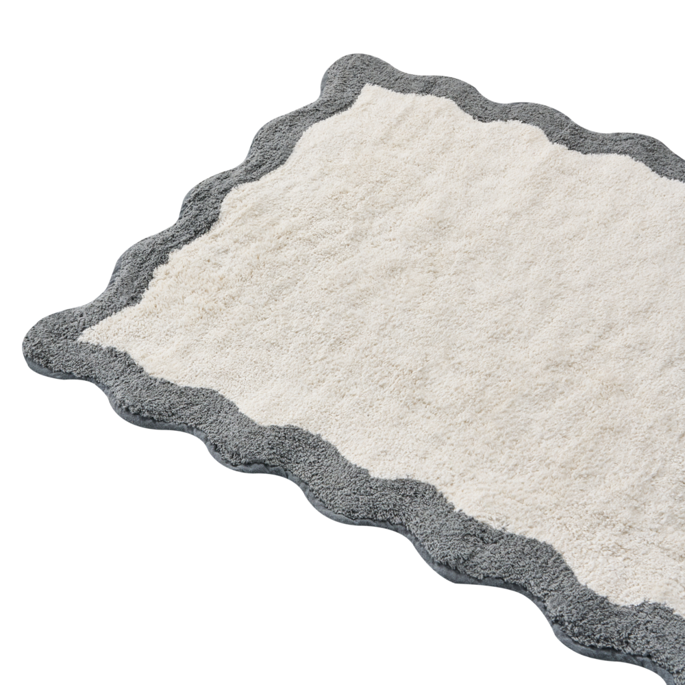 Tappeto da bagno in cotone rettangolare 60 x 90 cm beige e grigio Motivo decorativo da bagno Design moderno