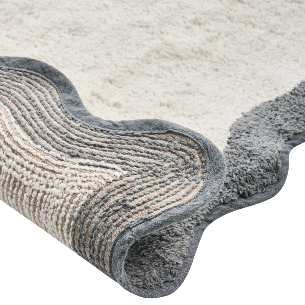 Tappeto da bagno in cotone rettangolare 60 x 90 cm beige e grigio Motivo decorativo da bagno Design moderno