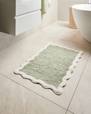 Tappeto da bagno in cotone rettangolare 60 x 90 cm beige Motivo decorativo da bagno Design moderno