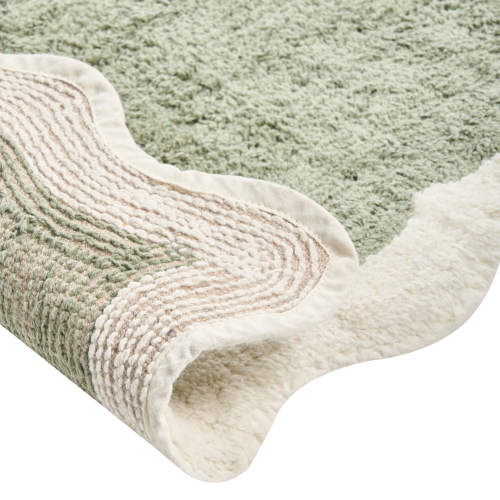 Tappeto da bagno in cotone rettangolare 60 x 90 cm beige Motivo decorativo da bagno Design moderno