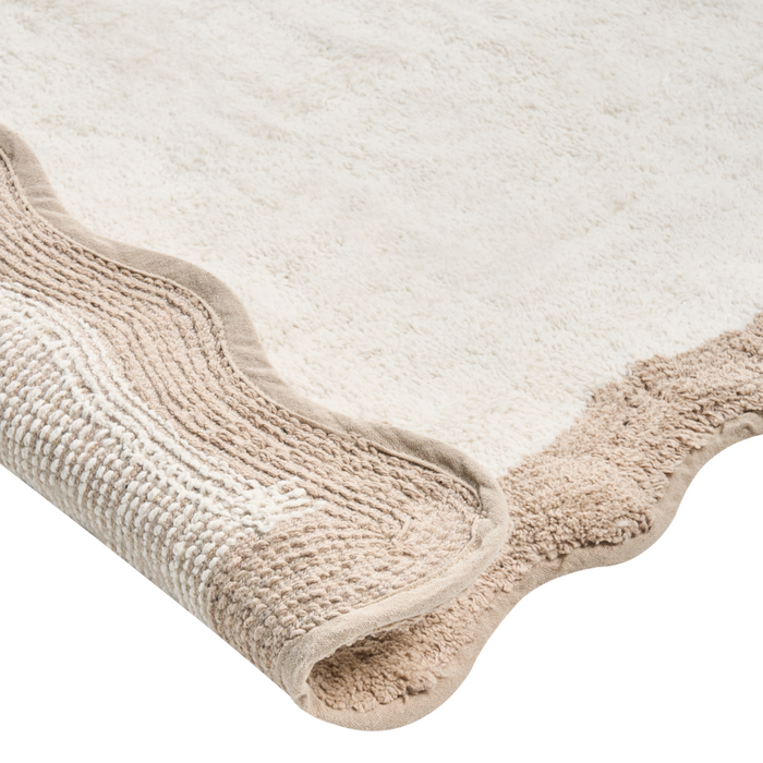 Tappeto da bagno in cotone rettangolare 80 x 90 cm beige e marrone Motivo decorativo da bagno Design moderno