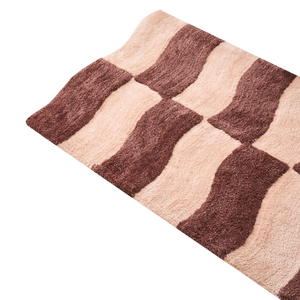 Tappetino da bagno moderno rettangolare 60 x 90 cm Motivo geometrico Accessori da bagno Beige e marrone