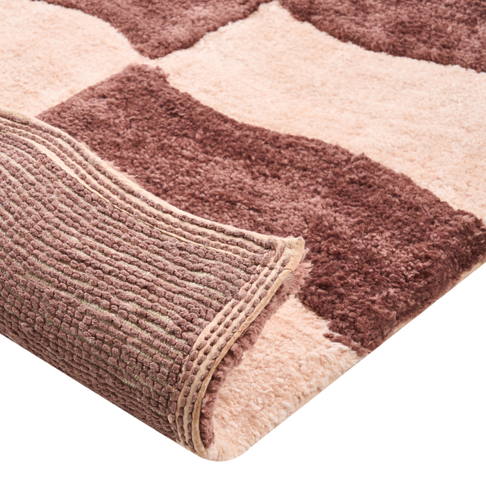 Tappetino da bagno moderno rettangolare 60 x 90 cm Motivo geometrico Accessori da bagno Beige e marrone
