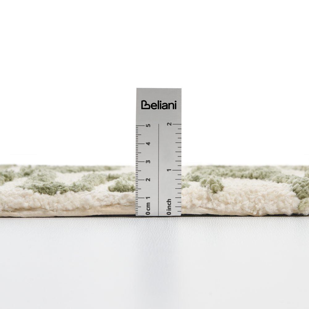 Tappetino da bagno moderno rettangolare 60 x 90 cm Motivo geometrico Accessori da bagno Beige e verde