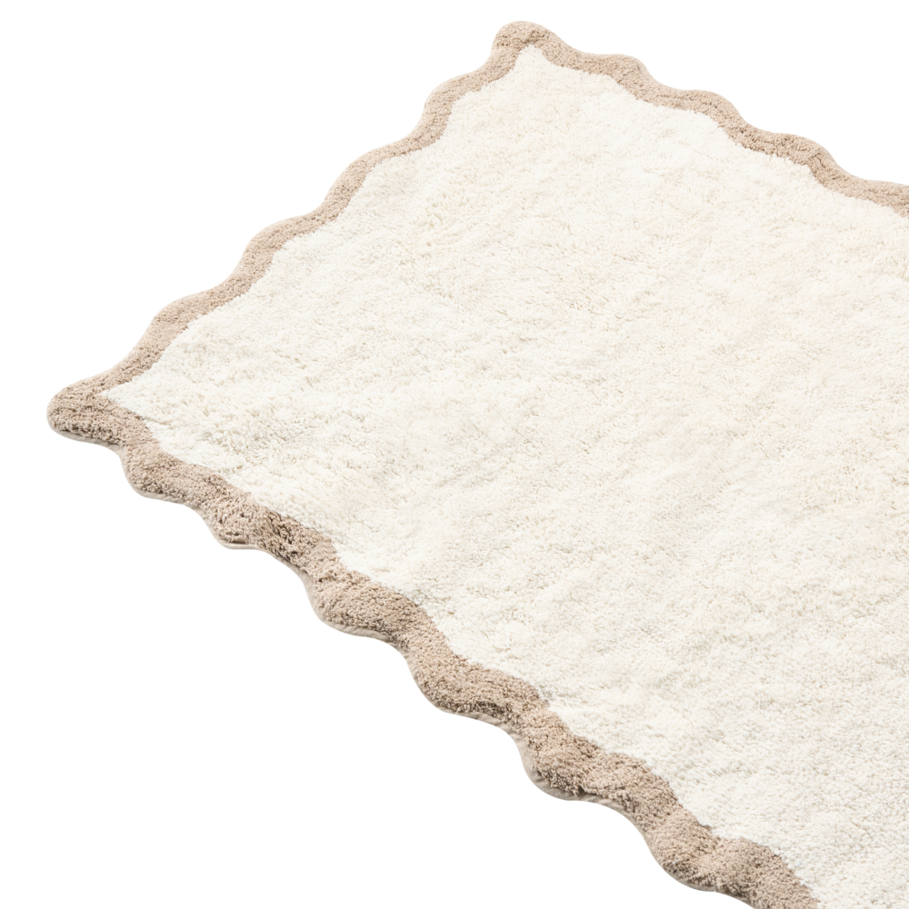 Tappeto da bagno in cotone rettangolare 80 x 150 cm beige e marrone Motivo decorativo da bagno Design moderno