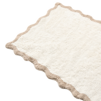 Tappeto da bagno in cotone rettangolare 80 x 150 cm beige e marrone Motivo decorativo da bagno Design moderno