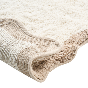 Tappeto da bagno in cotone rettangolare 80 x 150 cm beige e marrone Motivo decorativo da bagno Design moderno