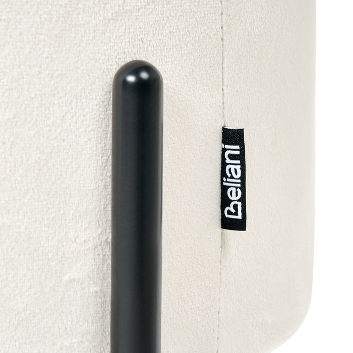 Pouf contenitore con seduta in tessuto velluto e base in legno poggiapiedi rotondo tavolino occasionale bianco sporco