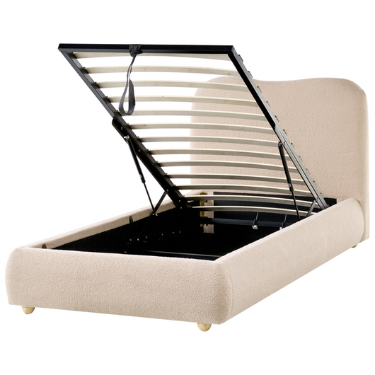 Letto singolo moderno minimalista con contenitore 90 x 200 cm bouclé beige design moderno e minimalista