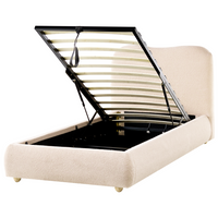Letto singolo moderno minimalista con contenitore 90 x 200 cm bouclé beige chiaro design moderno e minimalista