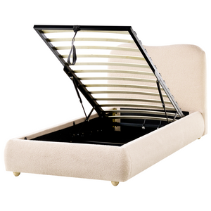 Letto singolo moderno minimalista con contenitore 90 x 200 cm bouclé beige chiaro design moderno e minimalista