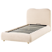 Letto singolo moderno minimalista con contenitore 90 x 200 cm bouclé beige chiaro design moderno e minimalista