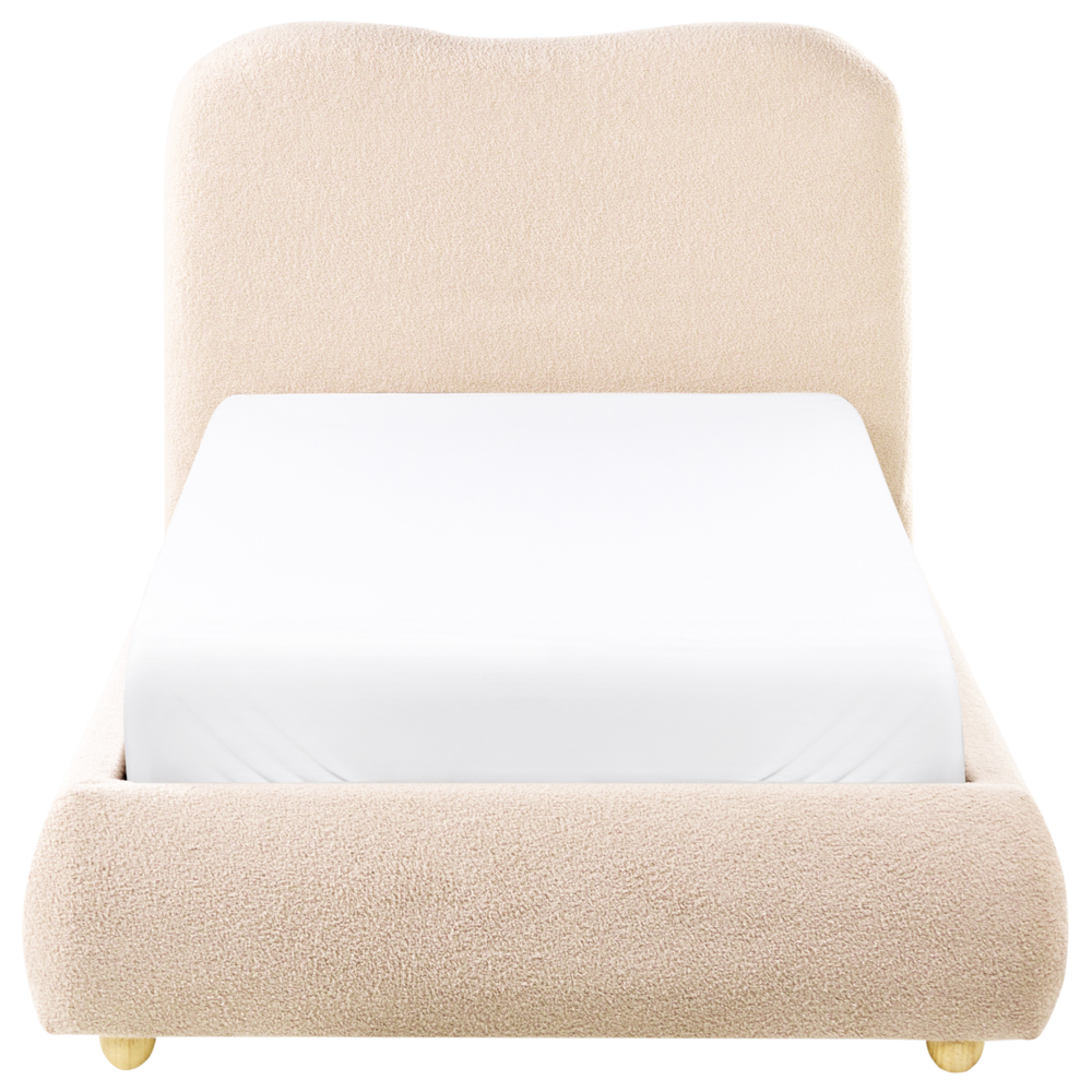 Letto singolo moderno minimalista con contenitore 90 x 200 cm bouclé beige chiaro design moderno e minimalista