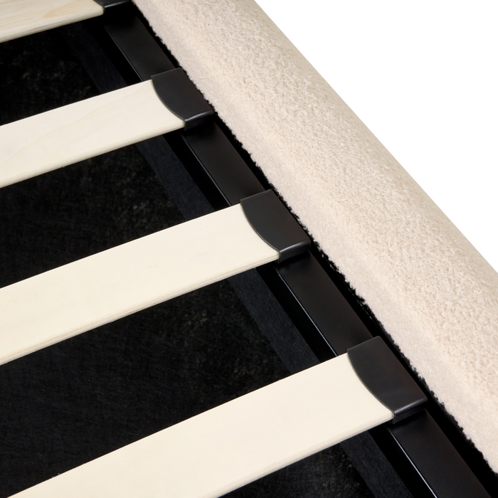 Letto singolo moderno minimalista con contenitore 90 x 200 cm bouclé beige chiaro design moderno e minimalista