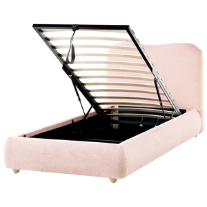 Letto singolo moderno minimalista con contenitore 90 x 200 cm bouclé rosa design moderno e minimalista