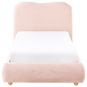 Letto singolo moderno minimalista con contenitore 90 x 200 cm bouclé rosa design moderno e minimalista