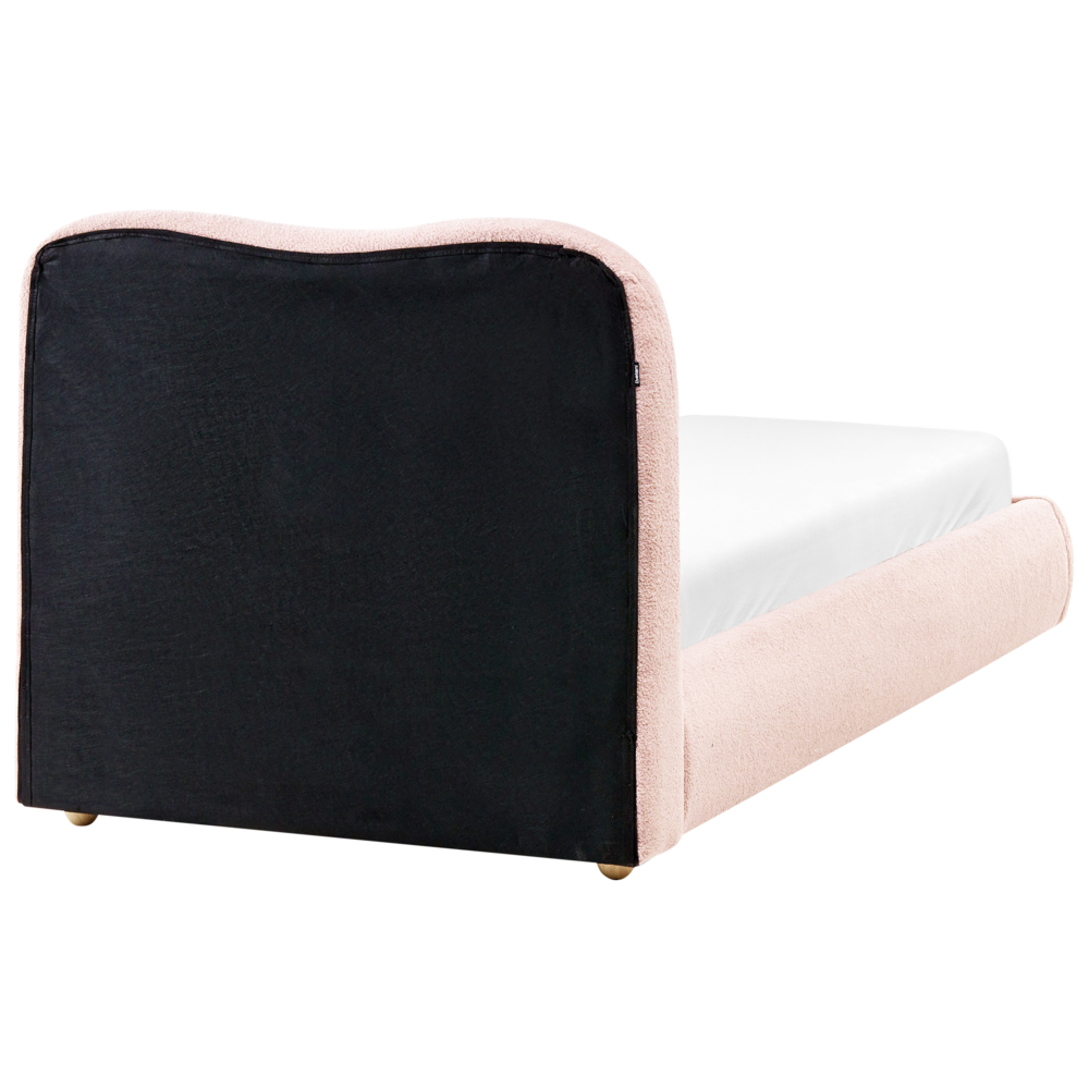 Letto singolo moderno minimalista con contenitore 90 x 200 cm bouclé rosa design moderno e minimalista
