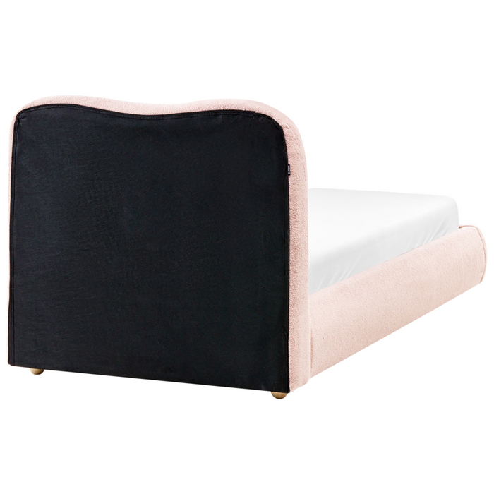 Letto singolo moderno minimalista con contenitore 90 x 200 cm bouclé rosa design moderno e minimalista