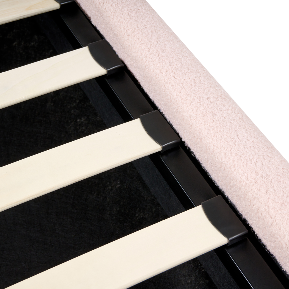 Letto singolo moderno minimalista con contenitore 90 x 200 cm bouclé rosa design moderno e minimalista