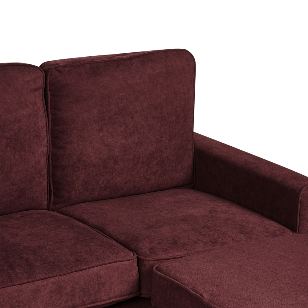 Divano 3 posti grigio chiaro con poggiapiedi ottomana imbottito metà secolo