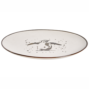 Set di 16 pezzi di stoviglie in gres  fatto a mano con finitura smaltata metallica reattiva colore bianco sporco