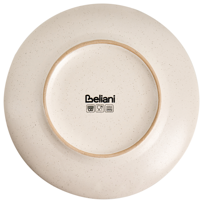 Set di 16 pezzi di stoviglie in gres  fatto a mano con finitura smaltata metallica reattiva colore bianco sporco