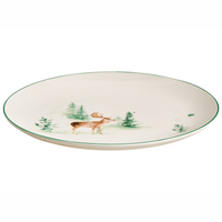 Set di 12 pezzi di stoviglie in porcellana fatte a mano con finitura smaltata reattiva renna natalizia bianco