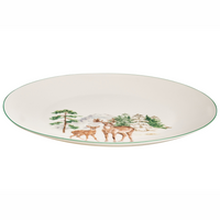 Set di 12 pezzi di stoviglie in porcellana fatte a mano con finitura smaltata reattiva renna natalizia bianco