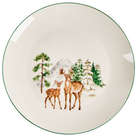 Set di 12 pezzi di stoviglie in porcellana fatte a mano con finitura smaltata reattiva renna natalizia bianco