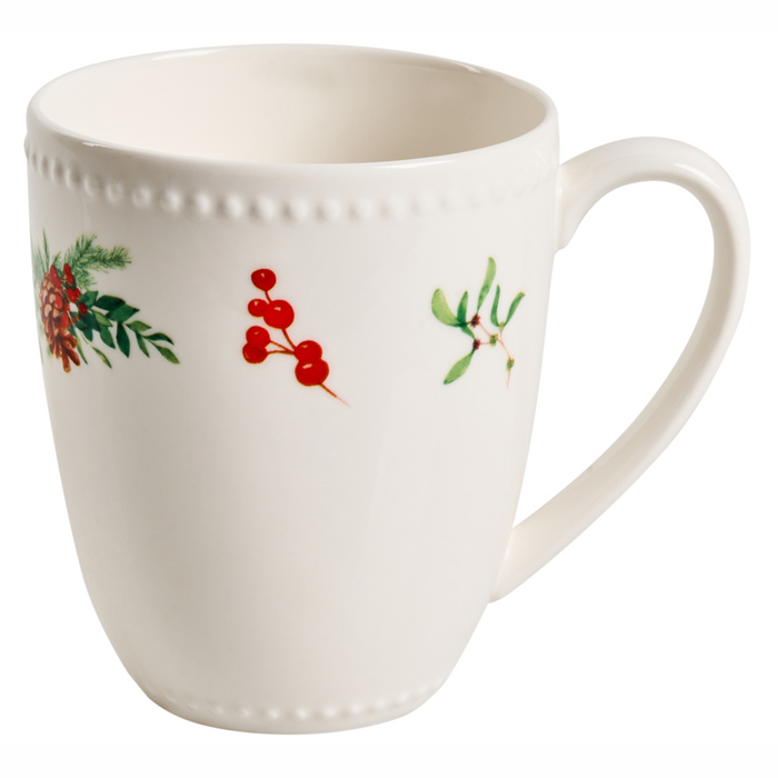 Set di 16 pezzi di stoviglie in porcellana fatte a mano con finitura smaltata reattiva, motivo natalizio biancao