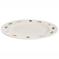 Set di 16 pezzi di stoviglie in porcellana fatte a mano con finitura smaltata reattiva, motivo natalizio biancao