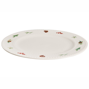 Set di 16 pezzi di stoviglie in porcellana fatte a mano con finitura smaltata reattiva, motivo natalizio biancao