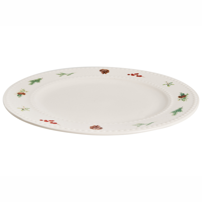 Set di 16 pezzi di stoviglie in porcellana fatte a mano con finitura smaltata reattiva, motivo natalizio biancao