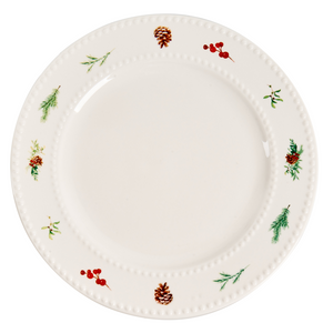 Set di 16 pezzi di stoviglie in porcellana fatte a mano con finitura smaltata reattiva, motivo natalizio biancao