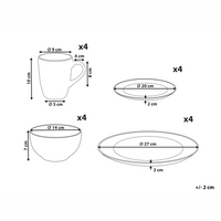 Set di 16 pezzi di stoviglie in porcellana fatte a mano con finitura smaltata reattiva, motivo natalizio biancao
