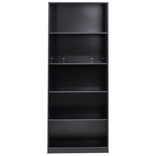 Libreria a 5 ripiani in stile minimalista in truciolato nero soggiorno salotto
